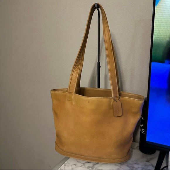 Vintage Coach Bleecker basket Camel leather tote 9302 - Picture 2 of 14